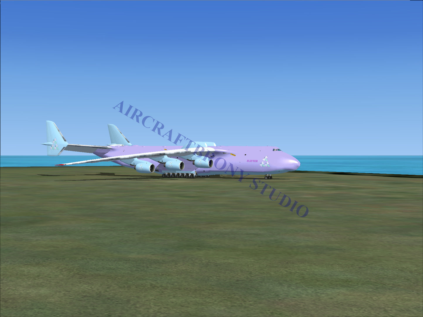 Purple boeing 747-8i passenger jet
