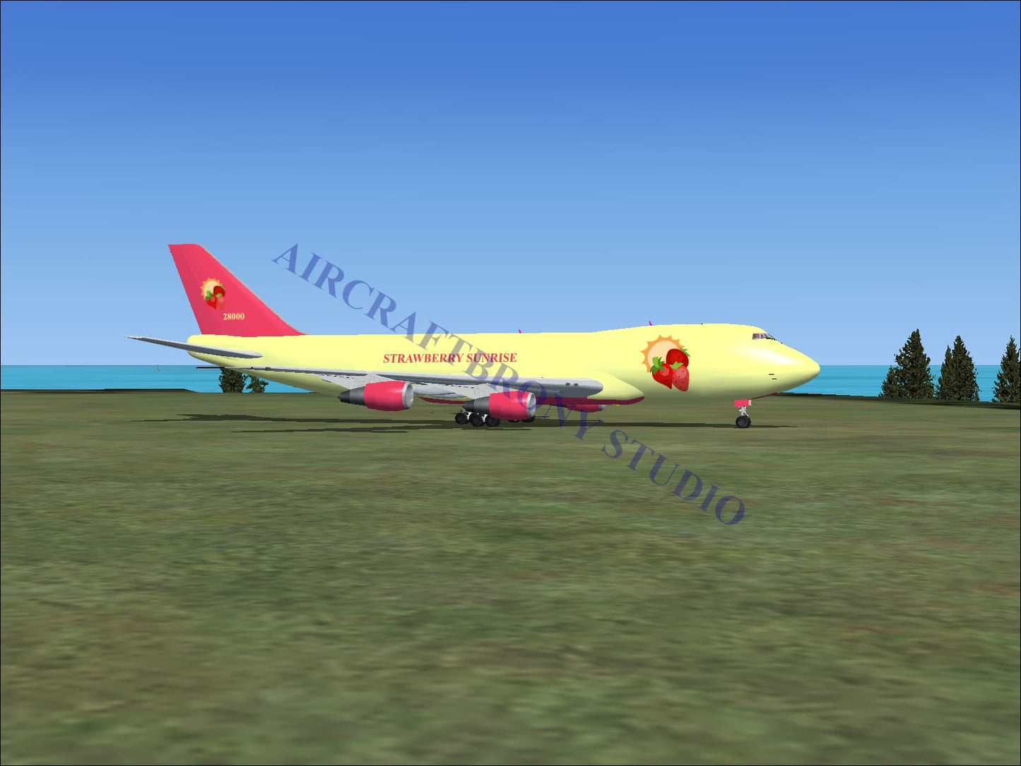 Strawberry Sunrise Boeing 747-200 (Digital Image) Digital Image