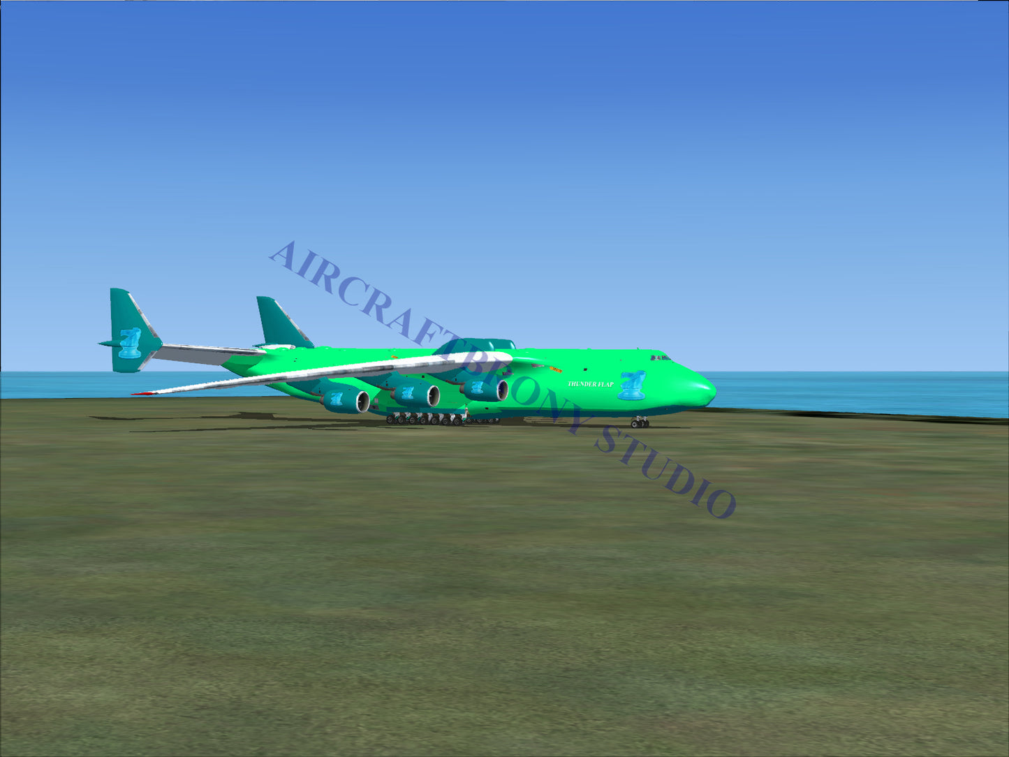 Green boeing 747-8 cargo plane