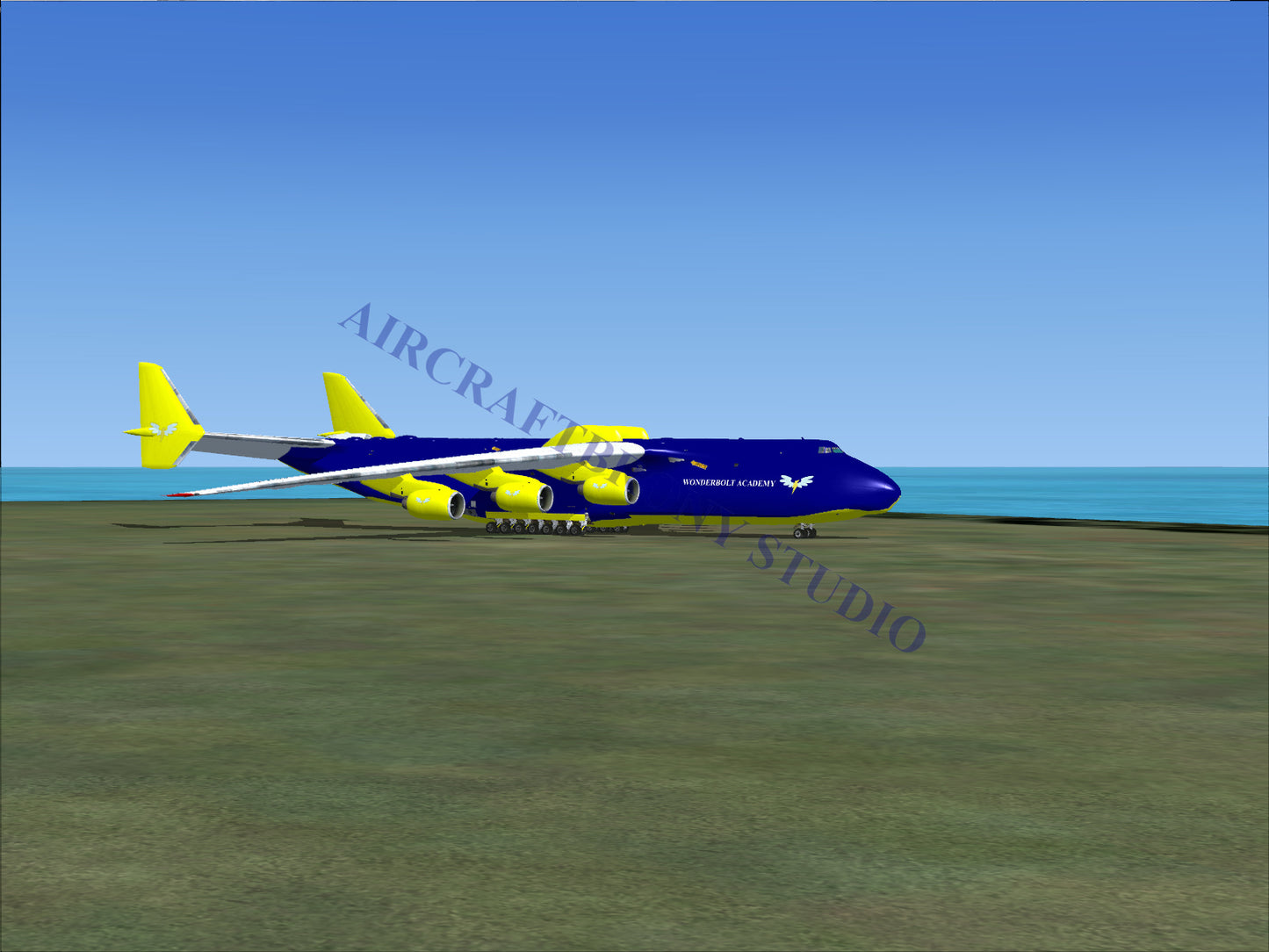 Blue and yellow cargo plane.