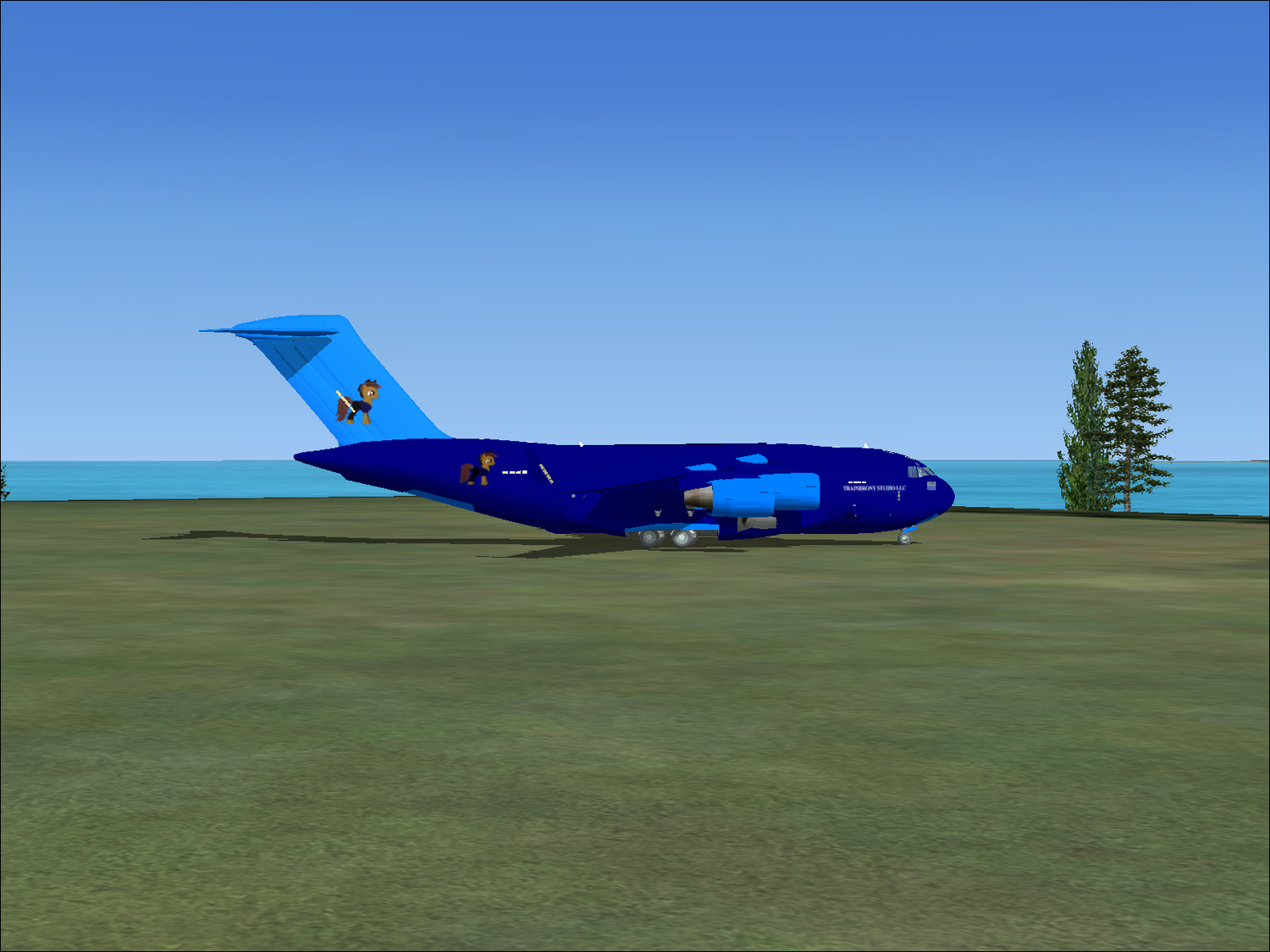 Blue cargo plane.
