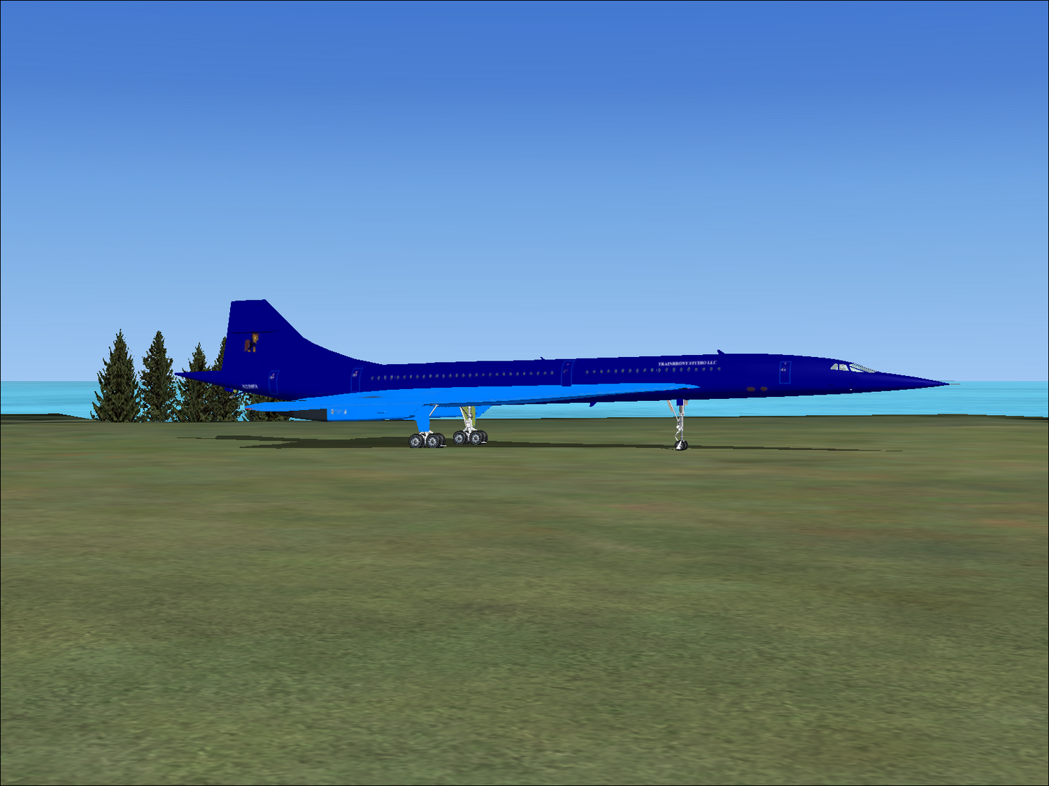 Blue supersonic jet.