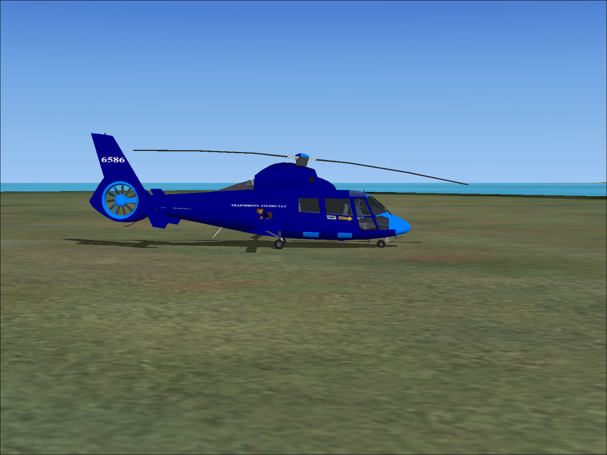 Blue helicopter.