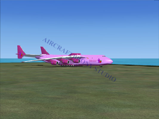 Pink cargo plane with star logo on tail