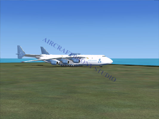 A white cargo aircraft with six engines.