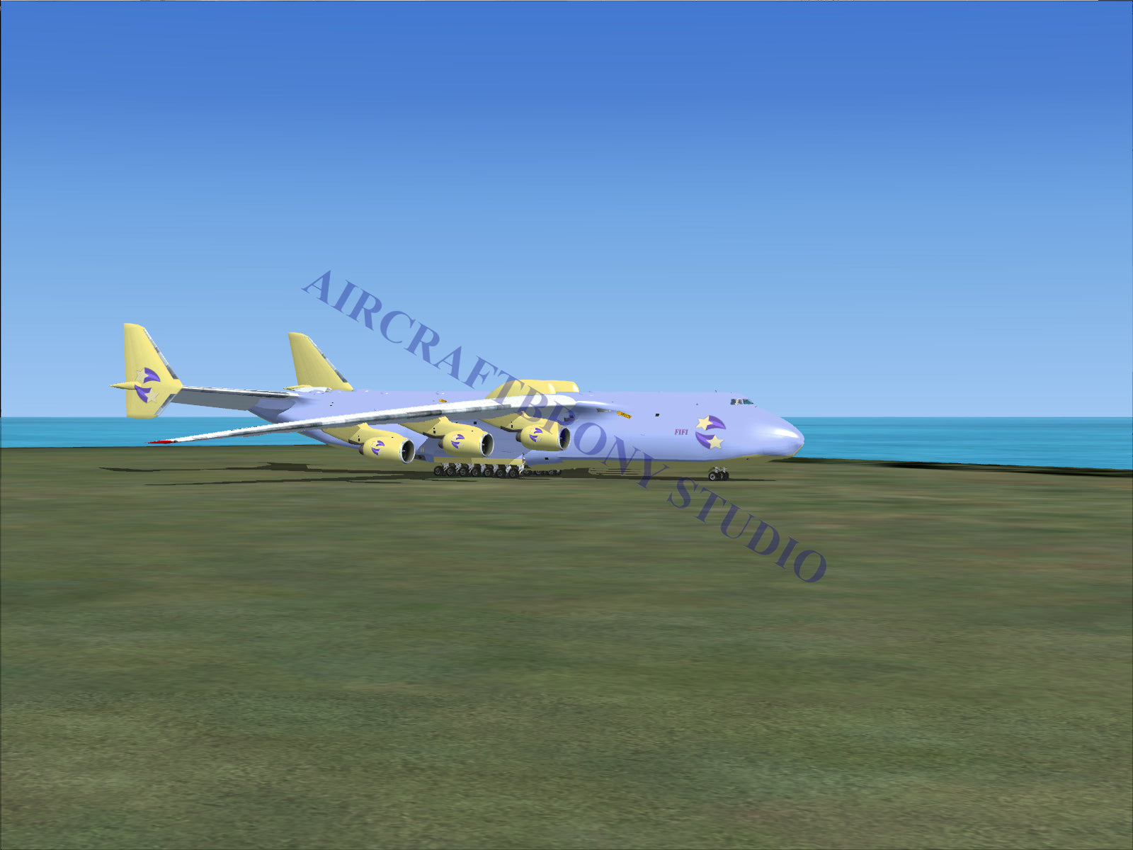 Airbus a380 superjumbo jet, white and blue livery.