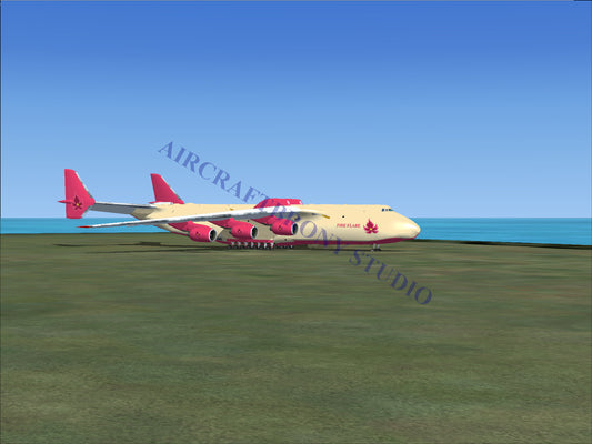 Red and white cargo plane with maple leaf logo on tail