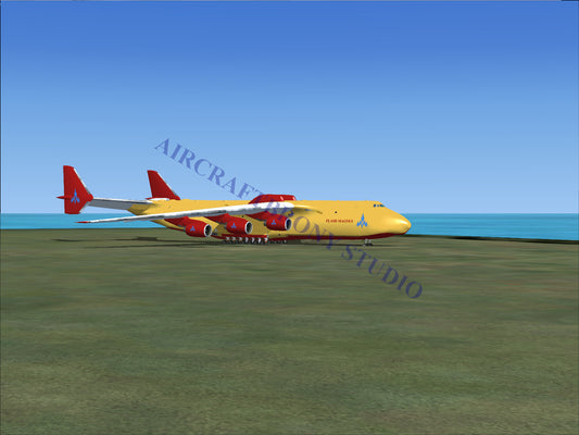 Yellow and red cargo plane with a sleek design, likely from antonov airlines.