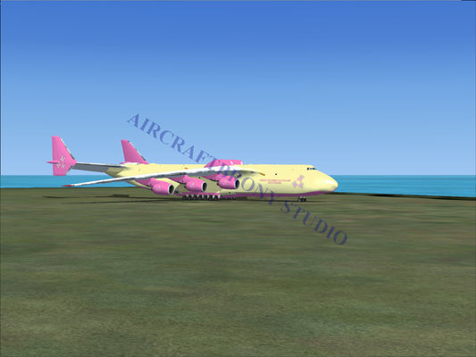 Yellow and pink cargo airplane