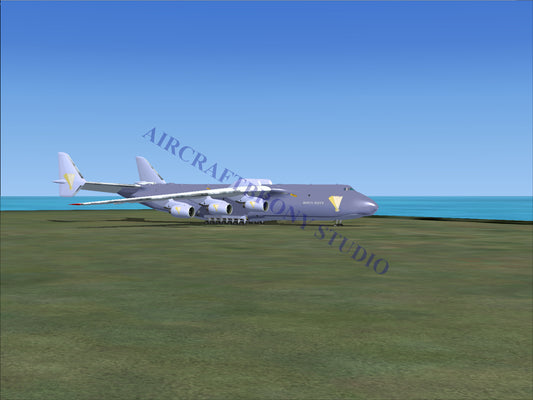 Purple and white cargo plane with four engines, designed for heavy-lift operations.