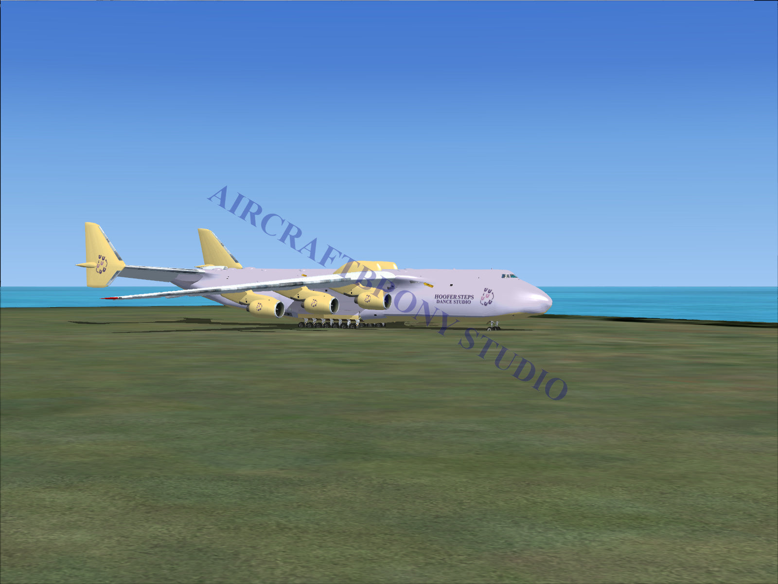 Boeing 747-8 intercontinental, white and yellow accents.