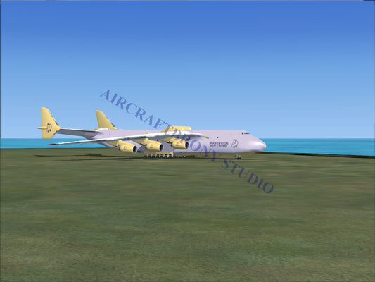 Boeing 747-8 intercontinental, white and yellow accents.