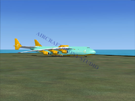Boeing 747-8 intercontinental, turquoise and yellow.