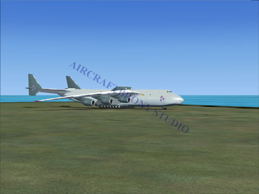 Massive cargo aircraft with six engines and a twin-tail design