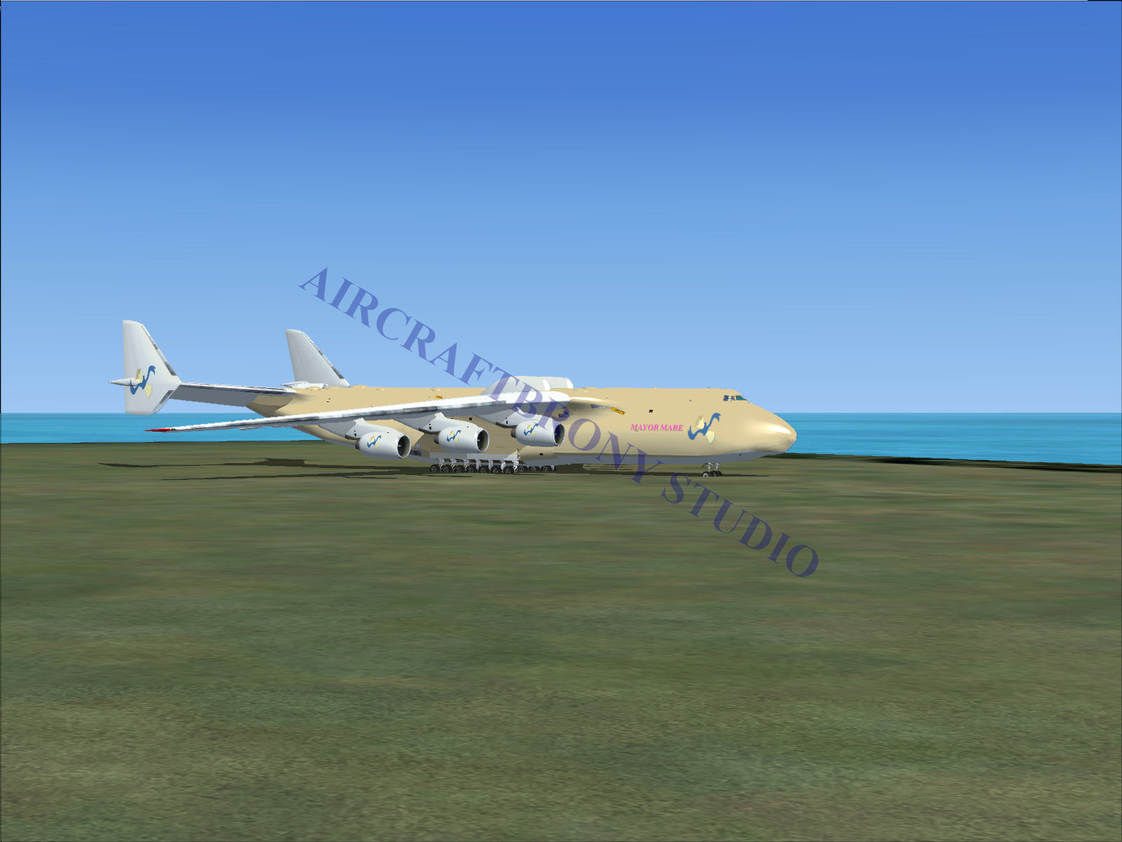 Boeing 747-8 intercontinental cargo plane, white and blue livery.