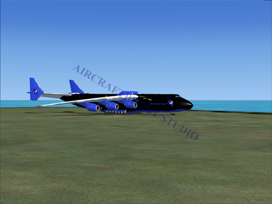Blue and black cargo aircraft.