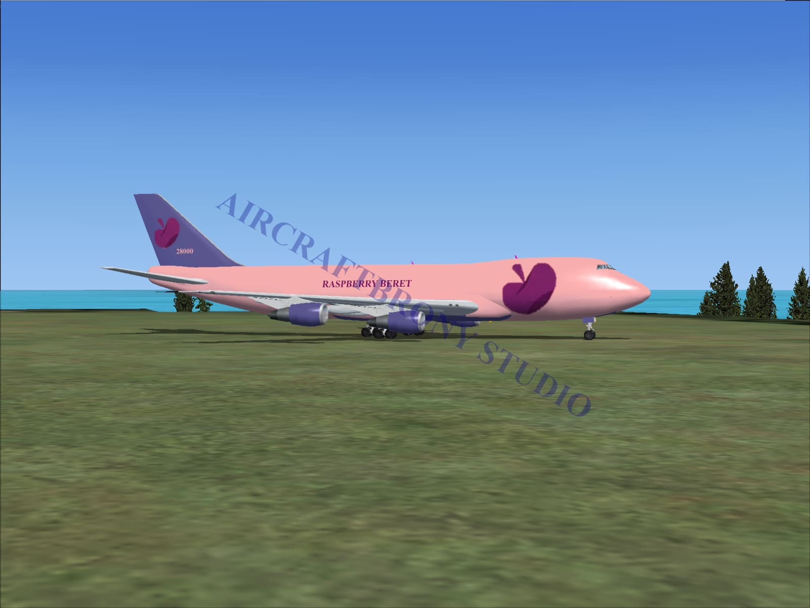 Raspberry Beret Boeing 747-200 (Digital Image) Digital Image