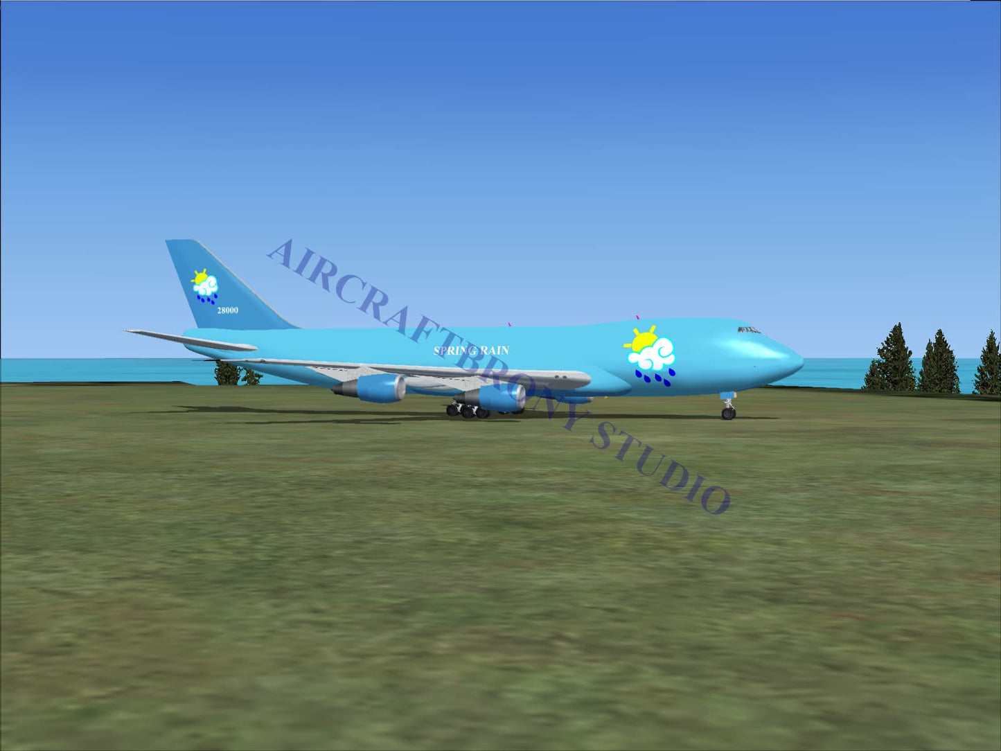Spring Rain Boeing 747-200 (Digital Image) Digital Image