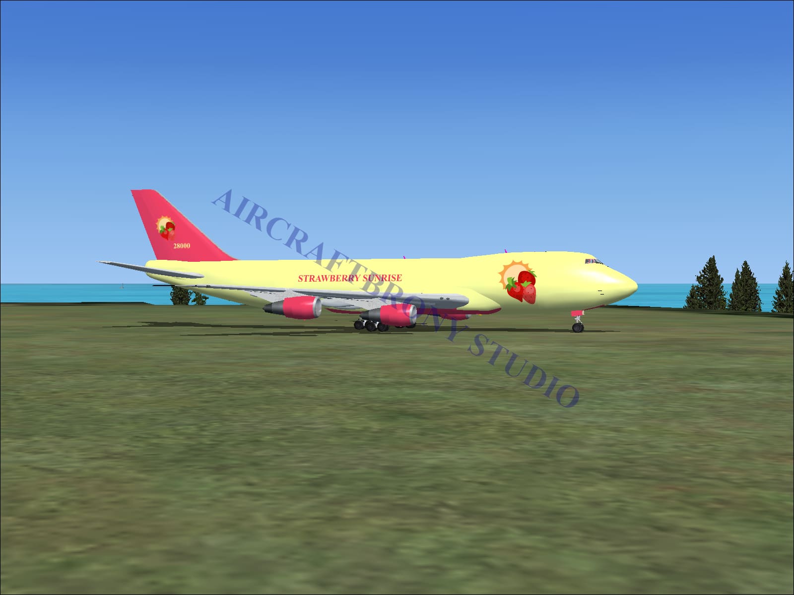 Strawberry Sunrise Boeing 747-200 (Digital Image) Digital Image