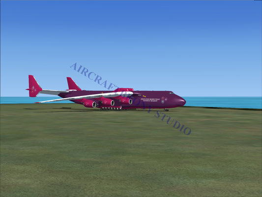 Purple cargo airplane with white wingtips and tail.