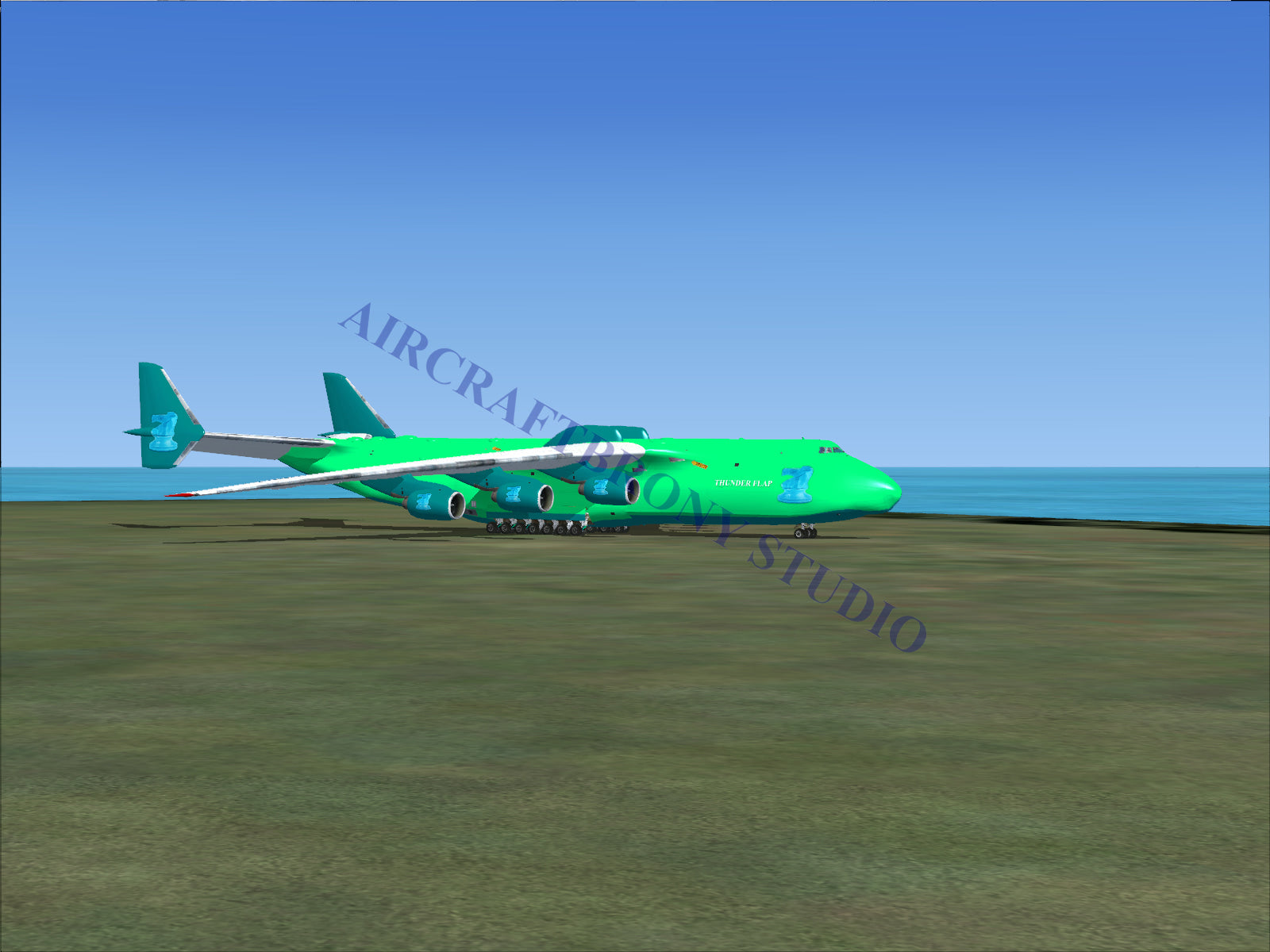 Green boeing 747-8 cargo plane