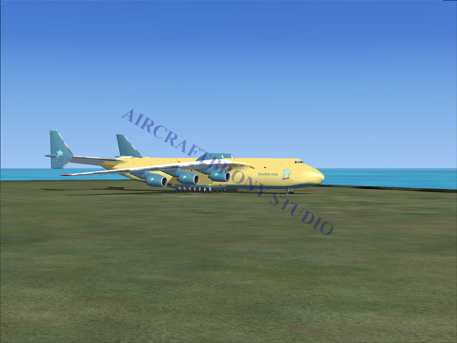 Boeing 747-8 intercontinental, yellow and blue livery.