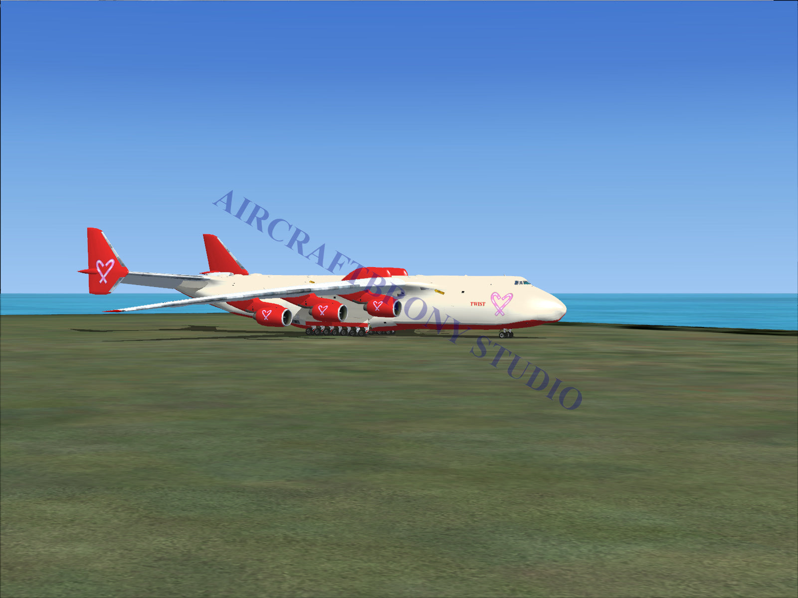Boeing 747-8 cargo plane with red and white livery.