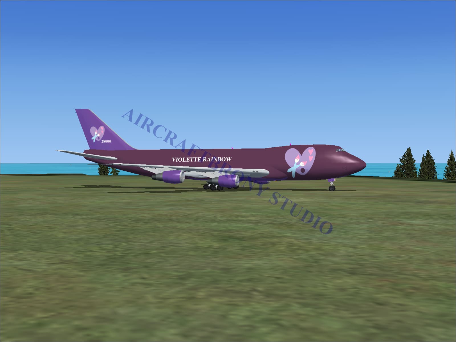 Violette Rainbow Boeing 747-200 (Digital Image) Digital Image