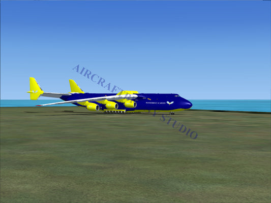 Blue and yellow cargo plane.